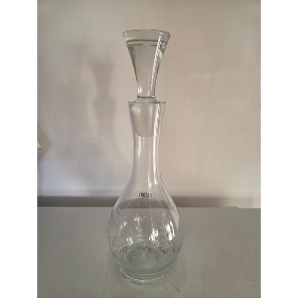 Krosno Other - Krosno Poland Glass Ship Etched Decanter with Stopper 14.5 Inch Clear